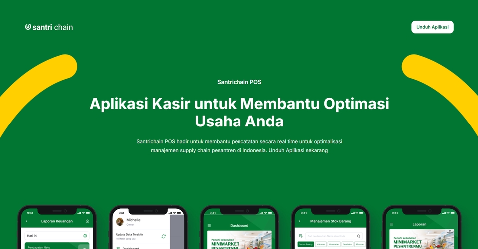 Jasa pembuatan website kasir online untuk membantu optimasi usaha Anda dengan santri chain POS.