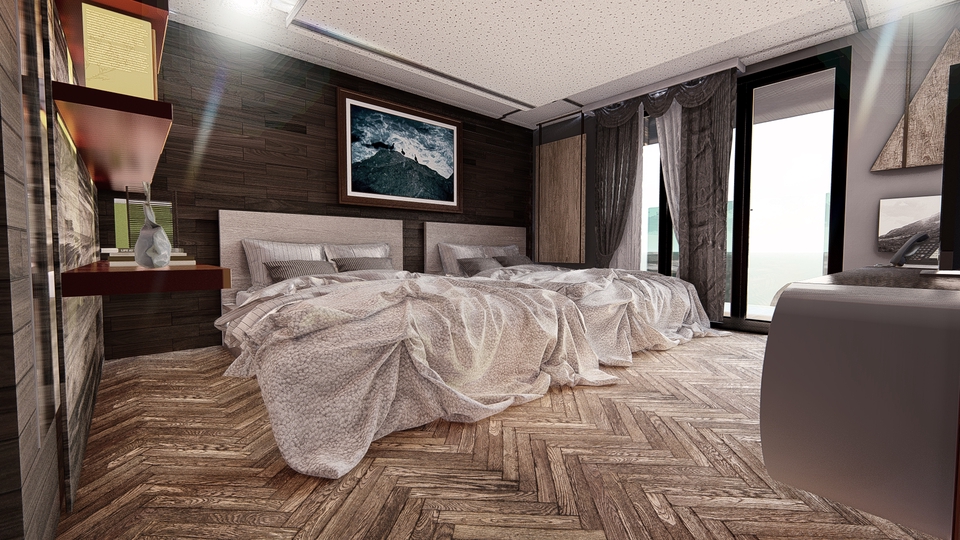 Jasa desain interior kamar tidur dengan gaya minimalis modern dan penggunaan warna netral yang nyaman