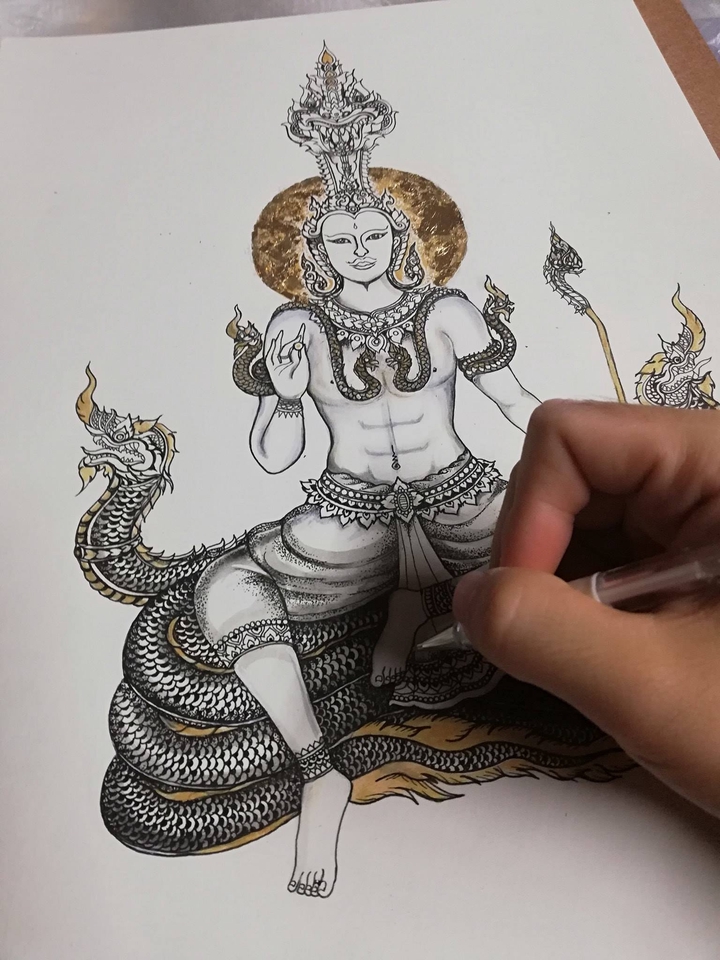 วาดภาพประกอบ - รับออกแบบลาย "พญานาค" ในรูปแบบลายเส้น คงเอกลักษณ์ - 13
