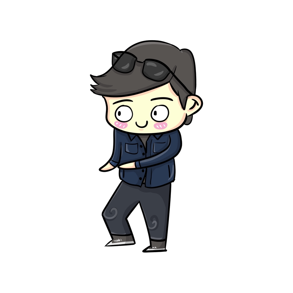 Jasa karikatur desain vektor wajah pria dengan kacamata hitam