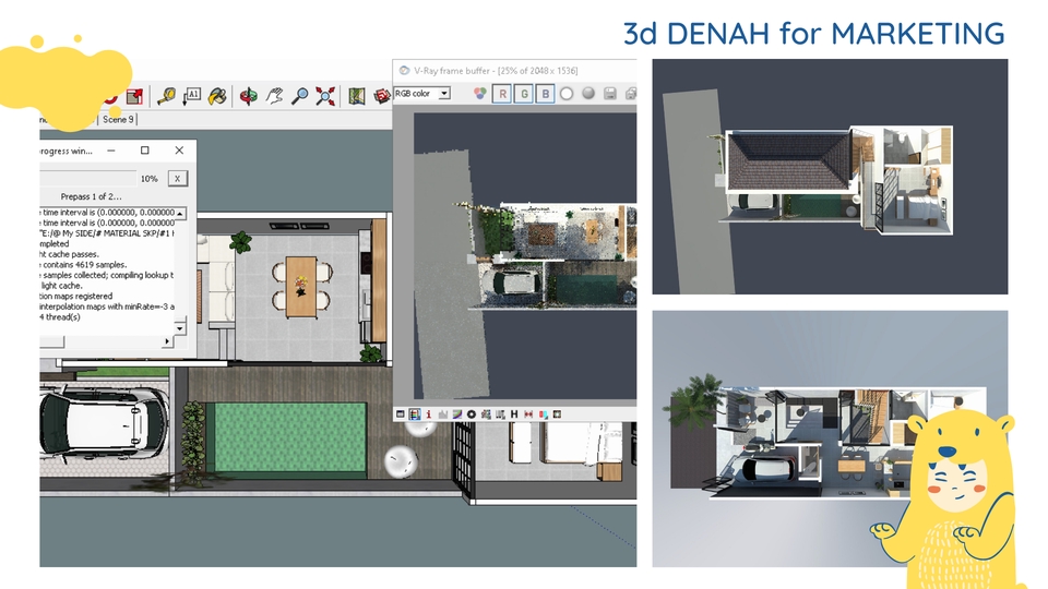 3D & Perspektif - Visualisasi Denah 3D - Forniture Render - 1 Hari Jadi - 5