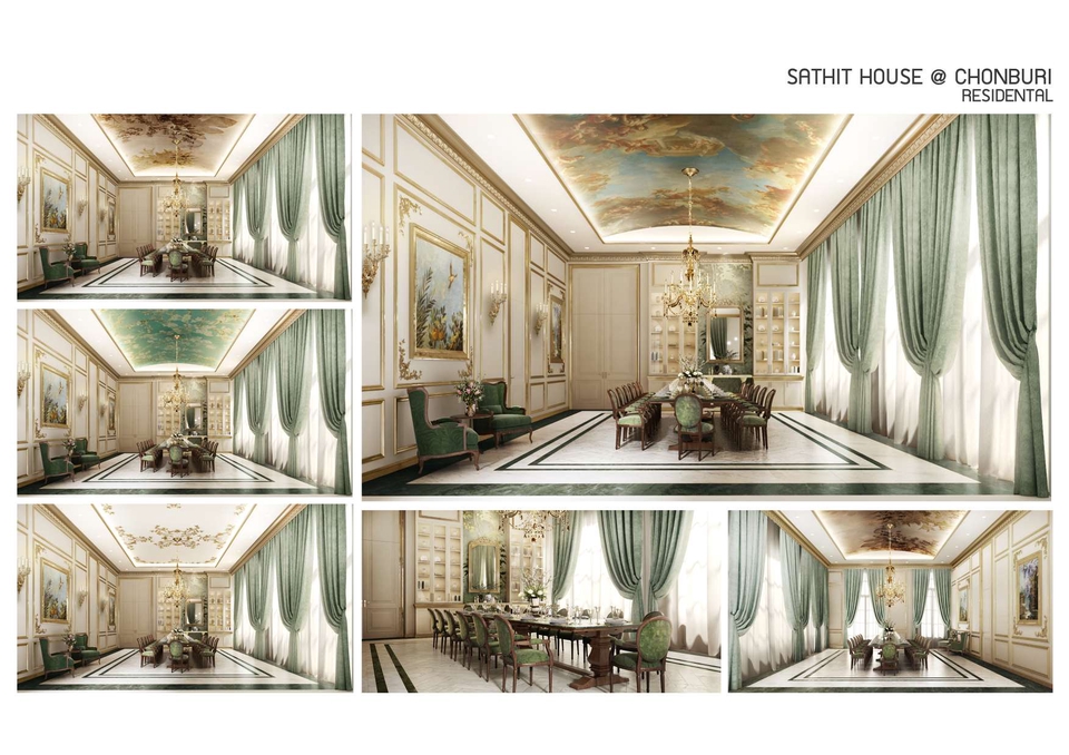 รับออกแบบตกแต่งภายในบ้านหรูสไตล์ยุโรป ชลบุรี ออกแบบบ้านสวย