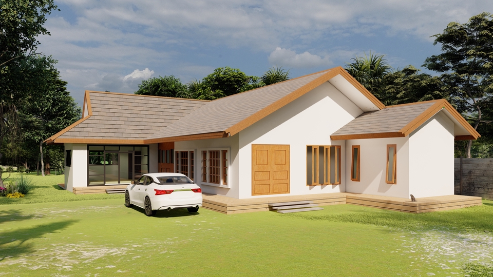 แบบบ้านชั้นเดียวพร้อมBOQ ออกแบบโครงสร้างบ้าน