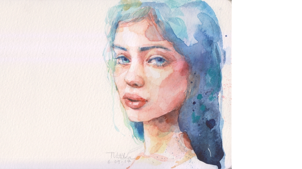 วาดภาพเหมือน Portrait - รับวาดภาพเหมือนสีน้ำ Portrait คน สัตว์ ดอกไม้ วิว  - 7