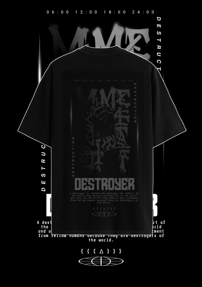 Desain kaos distro dengan motif abstrak, desain baju keren dengan warna gelap.