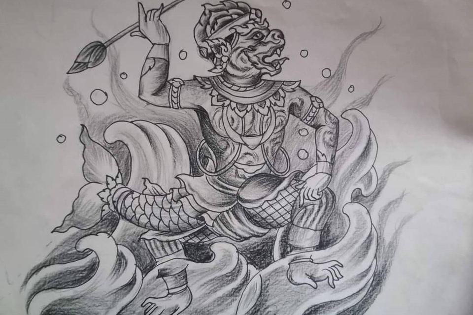 วาดภาพเหมือน Portrait - Hanuman Tattoo by X Artist - 4