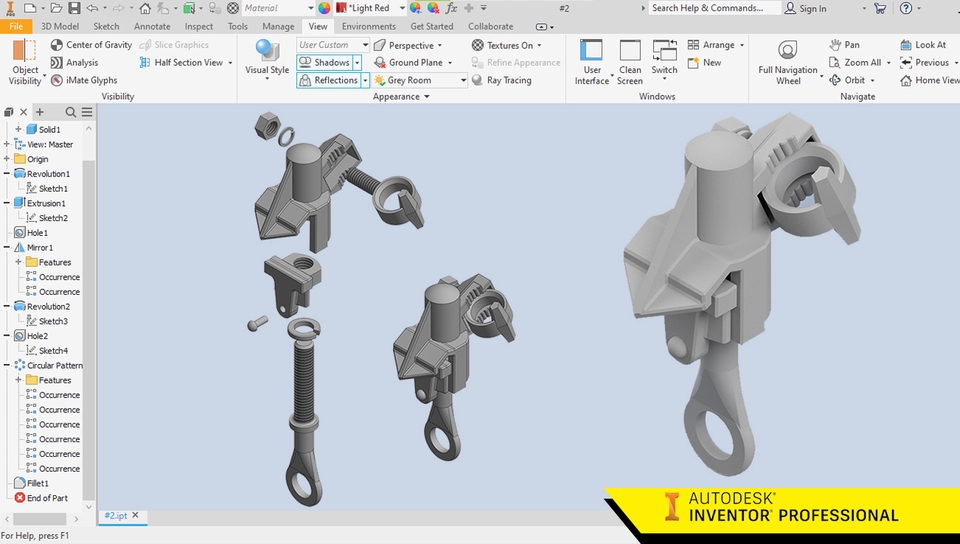 CAD Drawing - Video Animasi 3D Presentasi Perakitan Produk Part Rendering AutoCad Inventor - 3