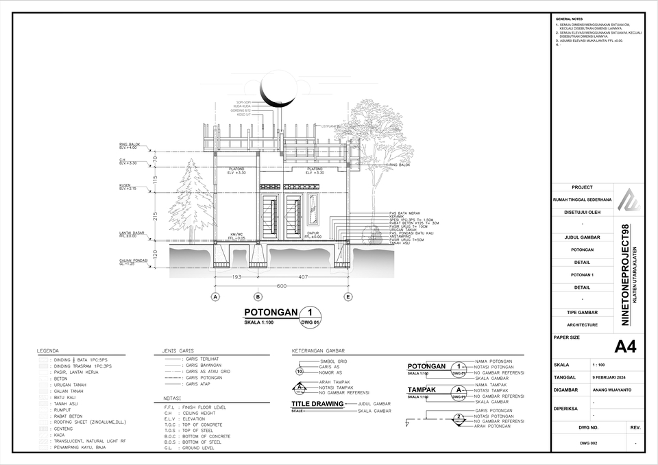 CAD Drawing - JASA GAMBAR ARSITEKTUR (DENAH,POTONGAN,TAMPAK) - 3