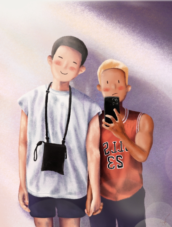 รับวาดรูปการ์ตูน 2 คน สไตล์น่ารัก วาดรูปการ์ตูนอนิเมะ