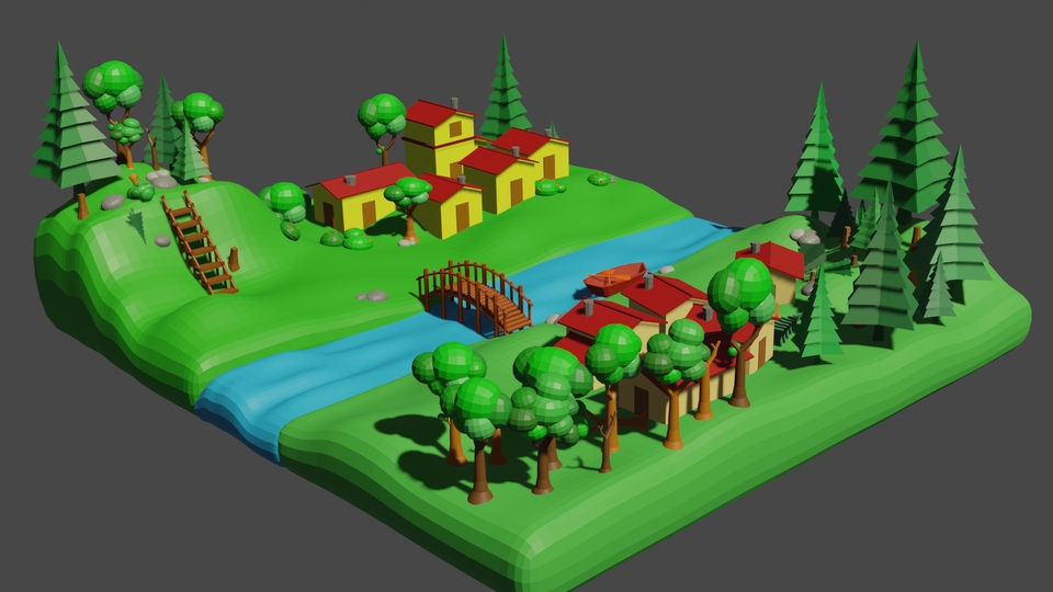 Jasa desain 3d exterior rumah minimalis dengan taman dan jembatan kayu