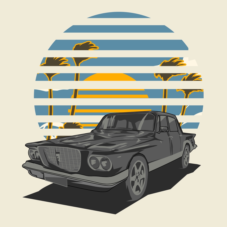 Gambar dan Ilustrasi - Desain Gambar Ilustrasi Kendaraan Dengan Gaya Vintage/Retro - 7