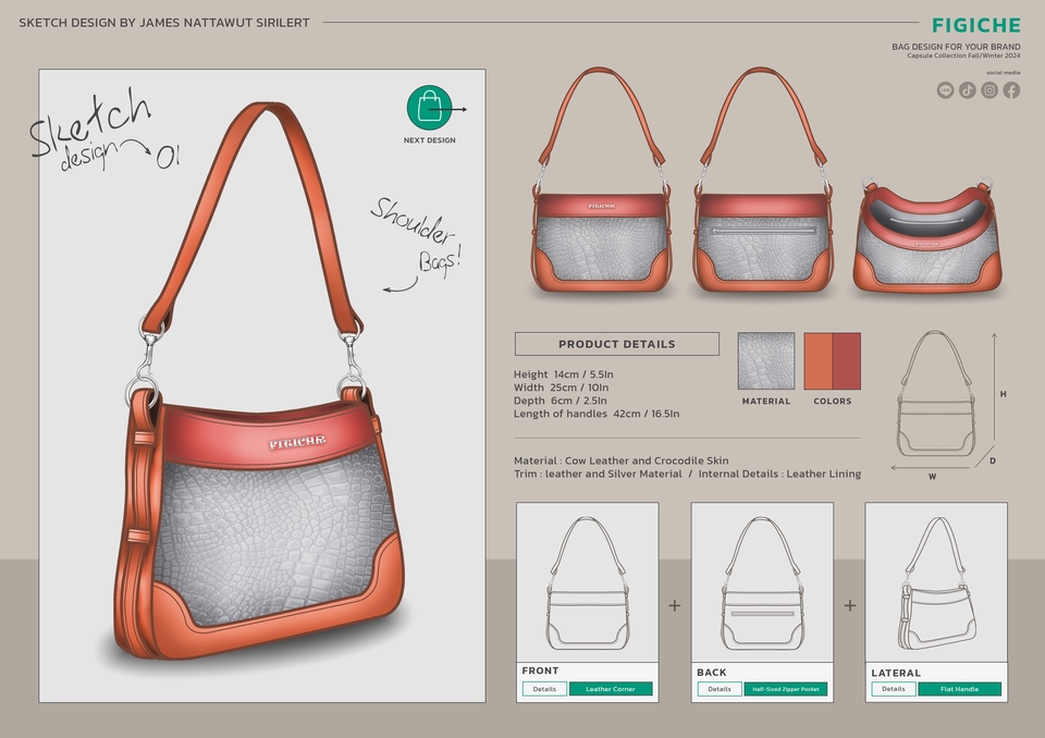 วาด/ออกแบบแพทเทิร์นเสื้อผ้า - รับออกแบบกระเป๋า / ลวดลายบนกระเป๋า Monogram ( Bags Design Accessory / Flat Sketches ) - 19