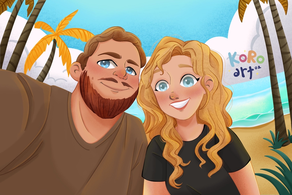 Jasa desain karakter kartun, karakter laki-laki dan perempuan, karakter ilustrasi, desain karakter unik.