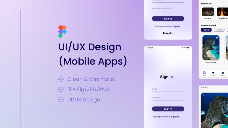 UI & UX Design - UI/UX Desain Mobile Apps - Clean & Minimalist - 1