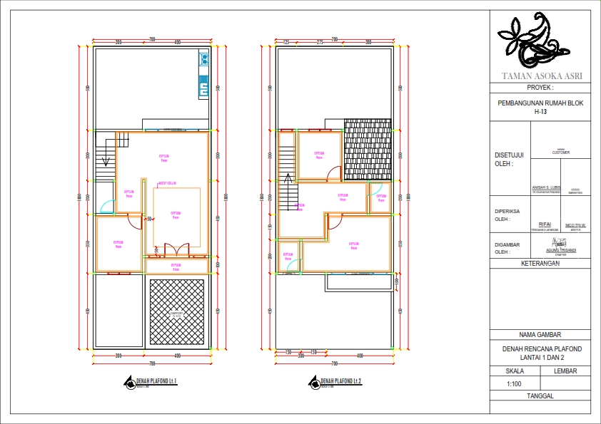Jasa drafter autocad untuk desain denah rumah 2 lantai