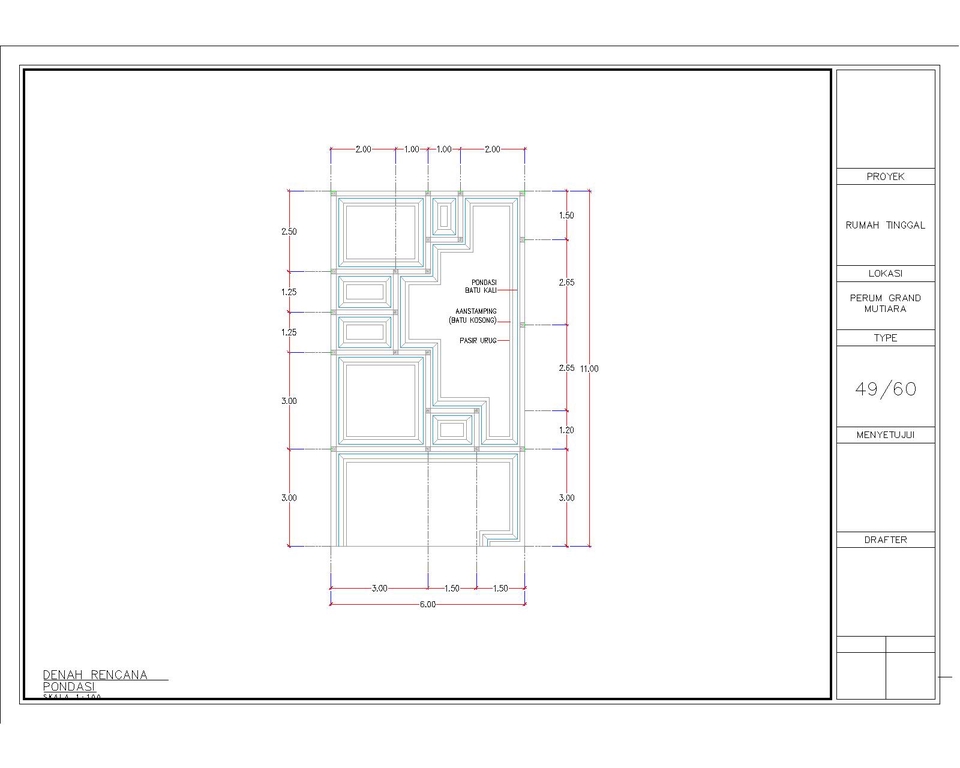 Jasa drafter arsitek autocad untuk pembuatan denah rumah dengan desain minimalis modern.