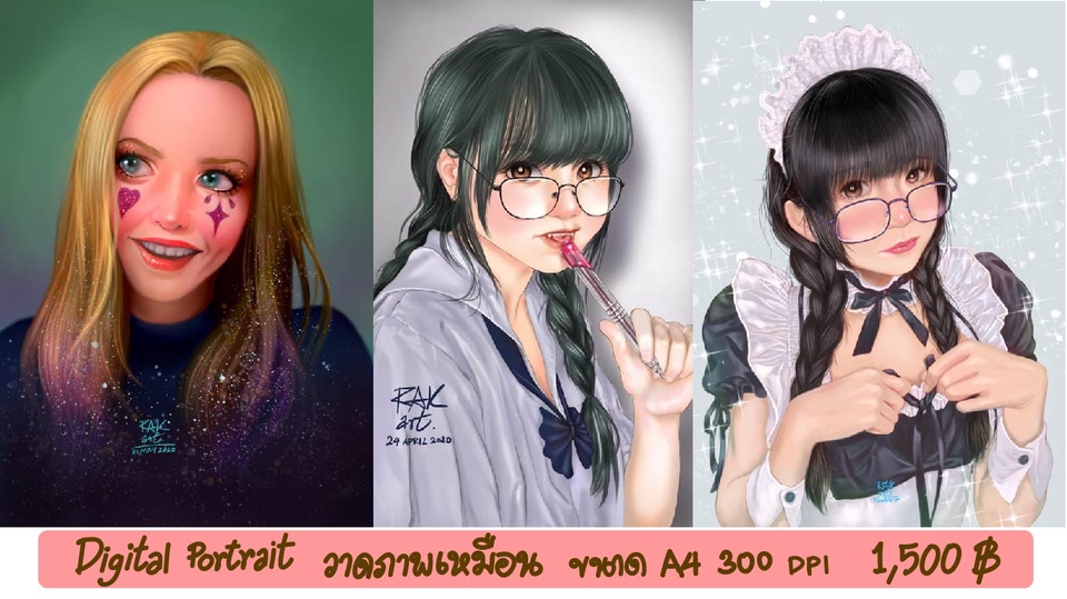 วาดภาพเหมือน Portrait - รับวาดภาพเหมือน Digital Portrait / ภาพล้อเลียน Digital Caricature / Chibi/SD น่ารักๆ จากรูปของคุณ - 3