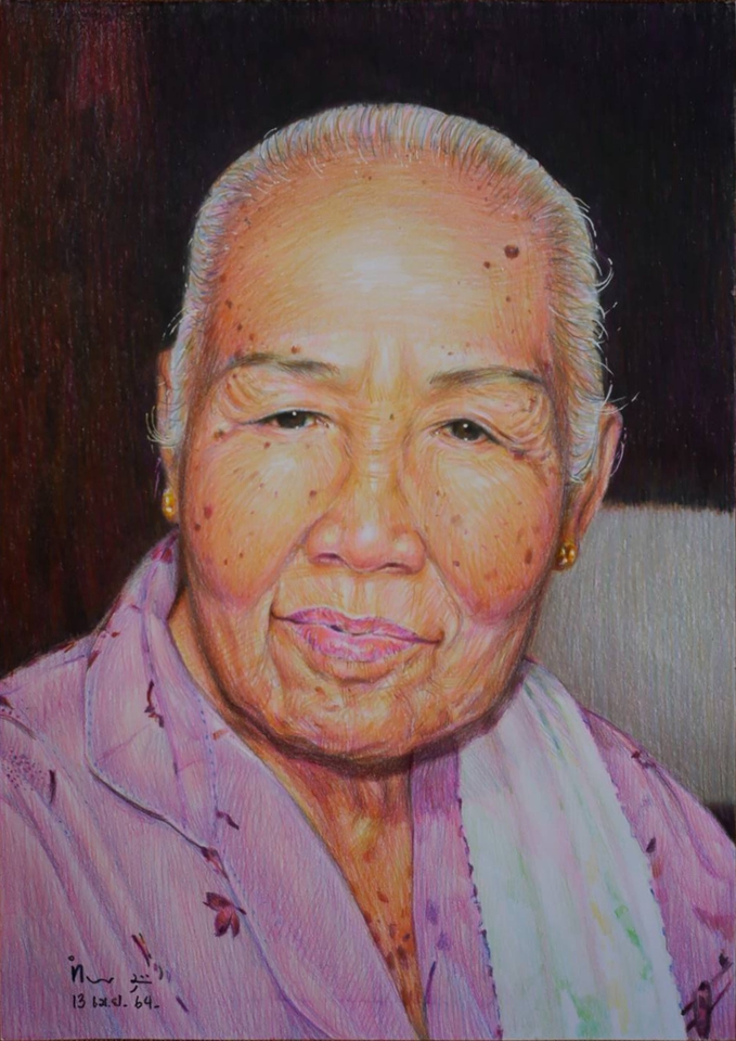 วาดภาพเหมือน Portrait - วาดภาพเหมือนบุคคลด้วยสีไม้ (portrait with colored pencils) - 2
