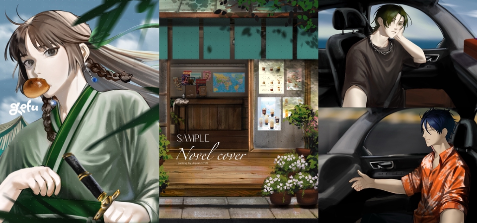 รับวาดภาพประกอบปกหนังสือ นิยาย ดิจิตอลเพ้นท์  งานวาดภาพประกอบ