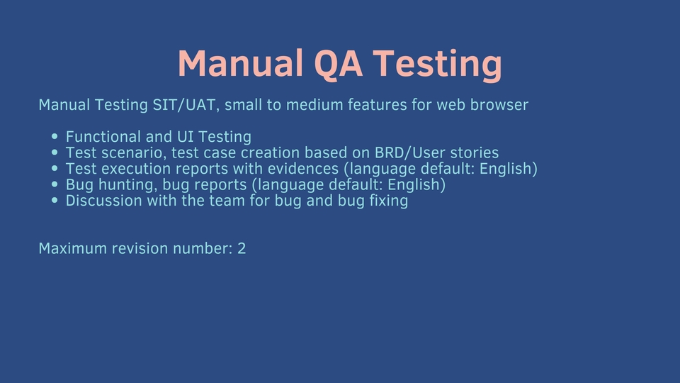 Manual Quality Assurance (QA) Testing