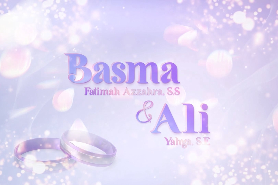 Jasa Desain Kartu Ucapan Pernikahan Basma & Ali dengan desain indah dan elegan untuk pernikahan bahagia