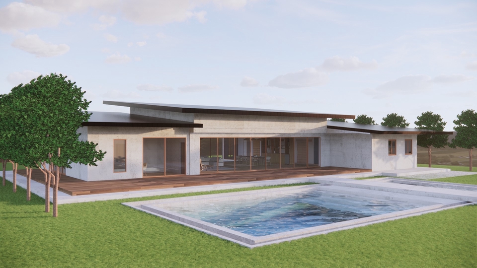 รับออกแบบบ้านชั้นเดียว สระว่ายน้ำ ตกแต่งภายใน