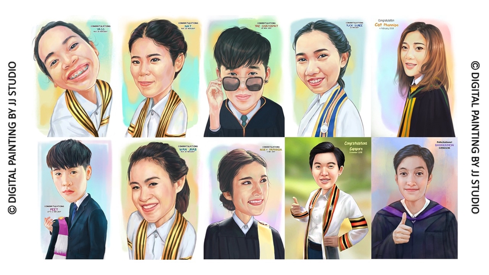 รับวาดภาพล้อเลียน บัณฑิต การ์ตูนล้อเลียน จบการศึกษา