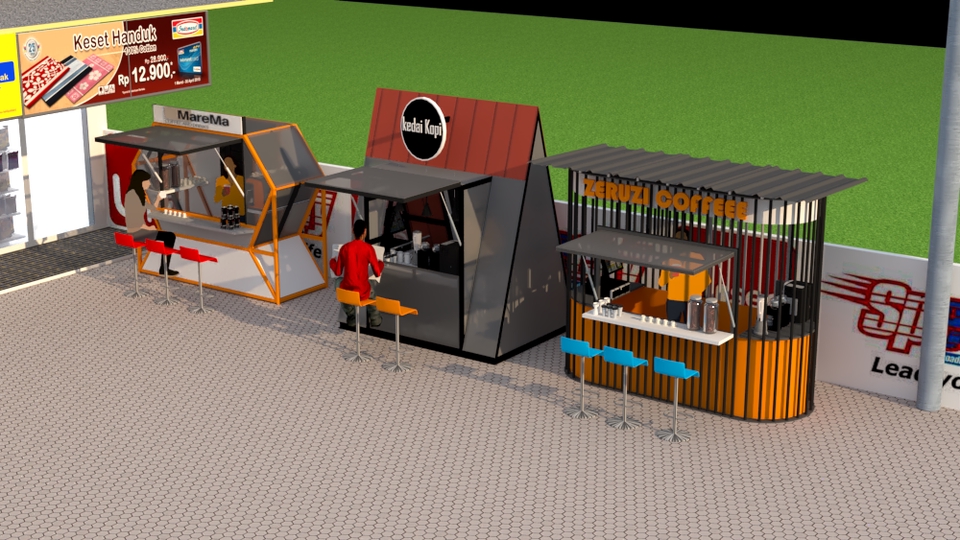 3D & Perspektif - Desain container,booth container,booth franchise, rangka container custom. - 27