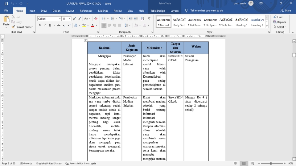 Jasa data entry untuk laporan analisa data dengan format tabel Excel dan format bahasa Indonesia.