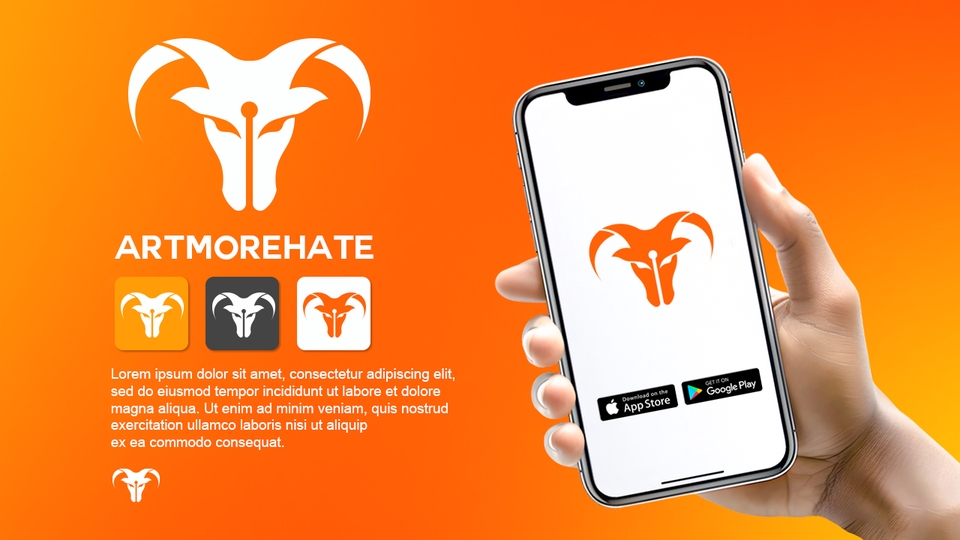 Desain logo modern dengan ikon kepala kambing untuk perusahaan