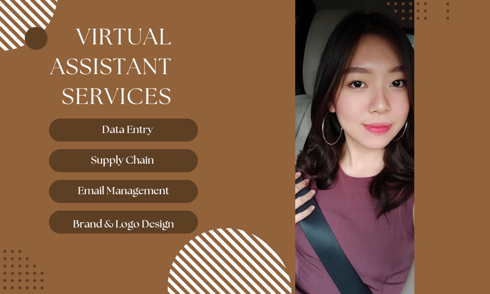 Jasa virtual assistant untuk data entry, manajemen email, supply chain, dan desain logo.