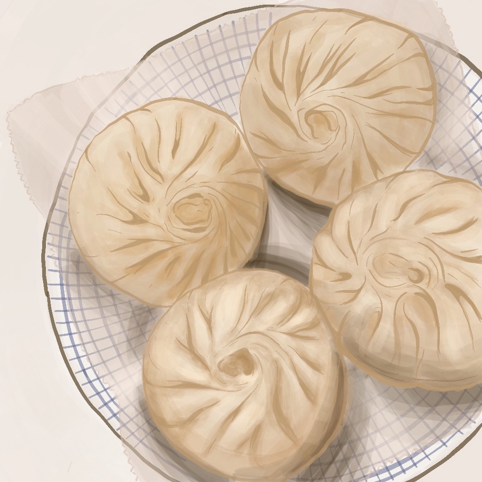 รับวาดภาพประกอบ ภาพวาดขนมปังอบ 4 ชิ้น ภาพวาดอาหาร ภาพวาดรูปภาพ