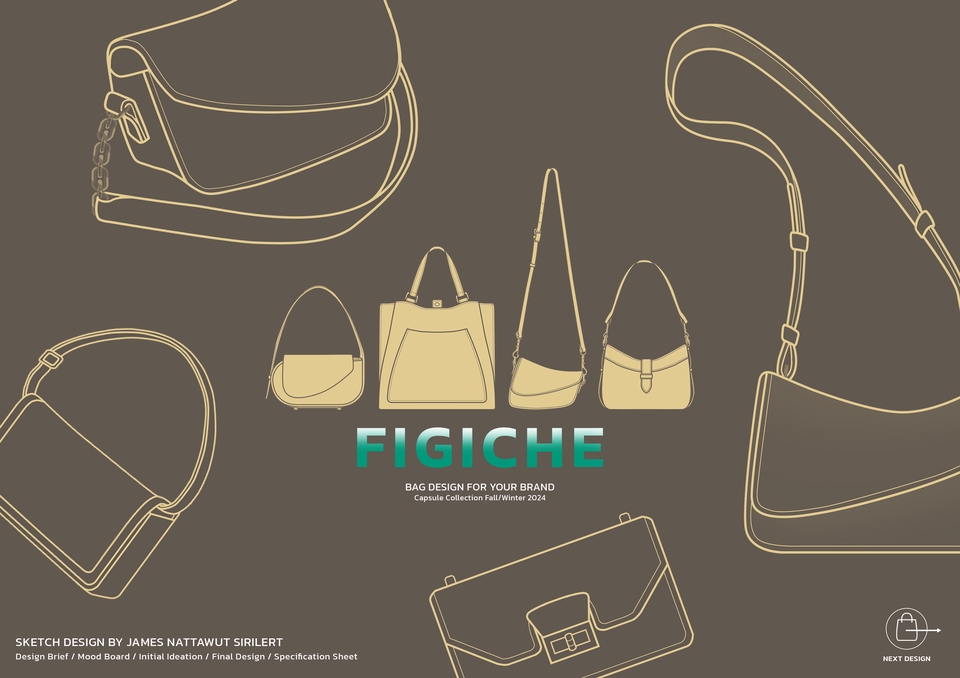 วาด/ออกแบบแพทเทิร์นเสื้อผ้า - รับออกแบบกระเป๋า / ลวดลายบนกระเป๋า Monogram ( Bags Design Accessory / Flat Sketches ) - 18