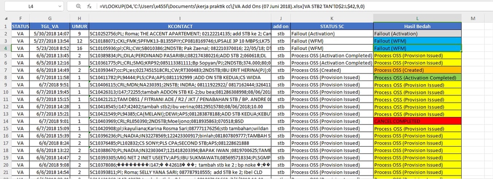 Jasa data entry freelance untuk input data excel dari screenshot aplikasi.