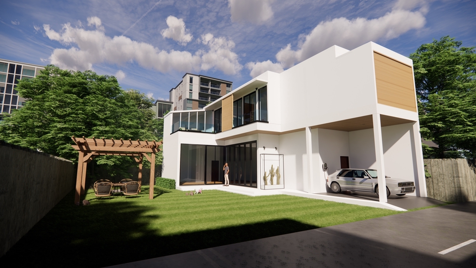 ทำโมเดล 3D - ออกแบบ โมเดิร์น 2 ชั้น - 1