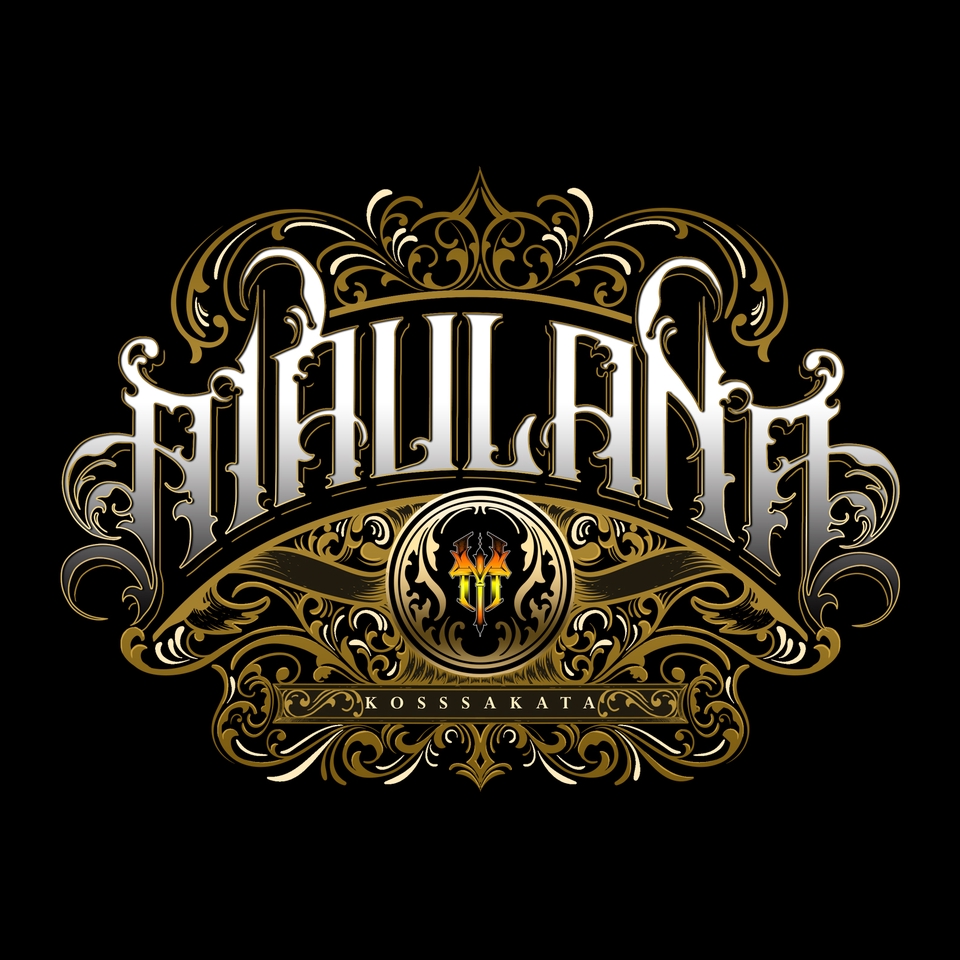 Desain logo perusahaan dengan font elegan dan detail ornamen, ideal untuk brand profesional.