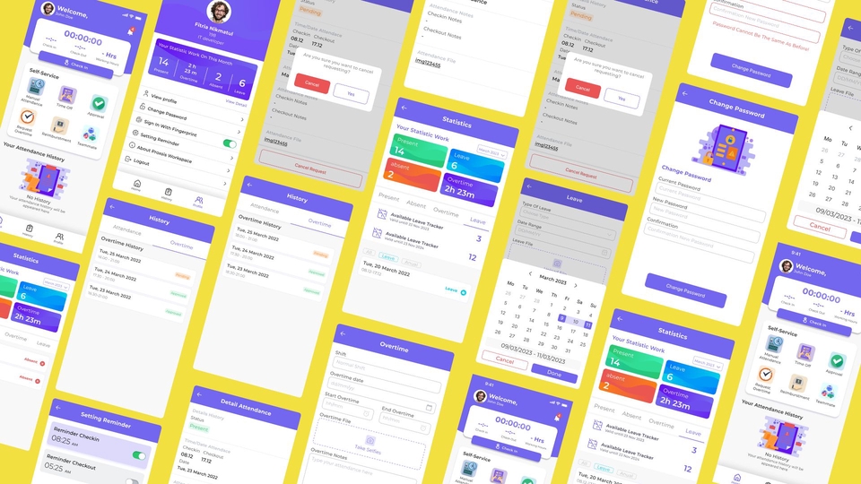 Desain UI UX mobile app untuk aplikasi freelance dengan tampilan modern dan user-friendly.
