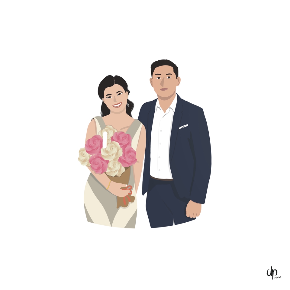 Gambar Potret - Ilustrasi Foto/Karakter (Photo/Character Illustration) - Half Body (Couple) - 2