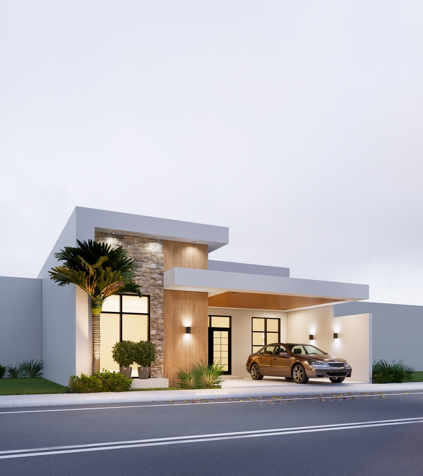 Jasa desain 3D rumah minimalis modern dengan interior dan eksterior yang menarik.