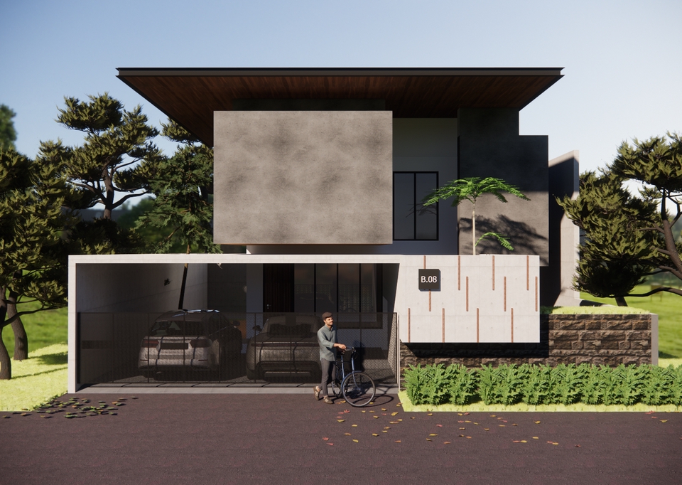 3D & Perspektif - DESAIN ARSITEKTUR, Denah + Tampak + Rendering Eksterior/interior - 12