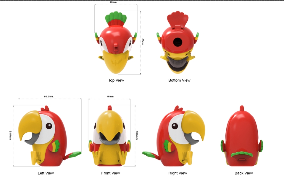 รับปั้นโมเดล 3d นกแก้ว 3 มิติ 3d model นกแก้ว 3d packshot