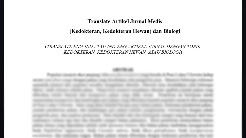 Penerjemahan - Penerjemah Artikel Jurnal Medis (Medicine, Veterinary Medicine) dan Biologi - 1