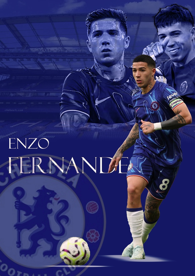 รับปริ้นโปสเตอร์คุณภาพสูงภาพนักฟุตบอลเอนโซ่เฟอร์นานเดซ โปสเตอร์กราฟฟิกสวยงาม สั่งทำโปสเตอร์ราคาประหยัด