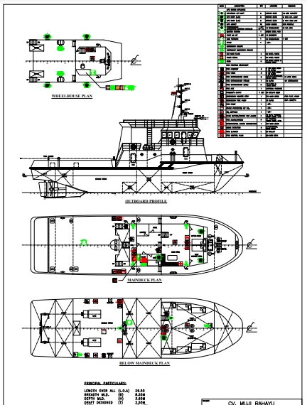 Jasa drafter autocad, gambar kapal, drafter freelance, pembuatan autocad, CV. MILI RAHAYU.