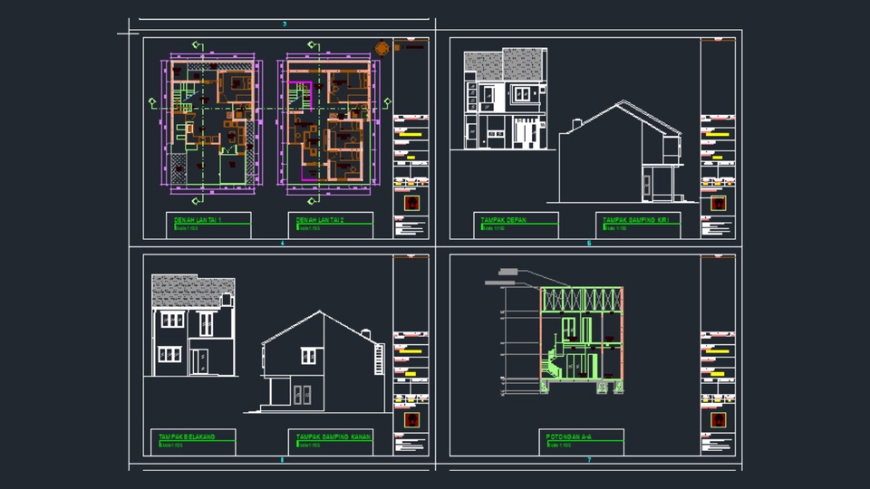 CAD Drawing - Desain Rumah 2D | Gambar Kerja | Autocad 2D - 1