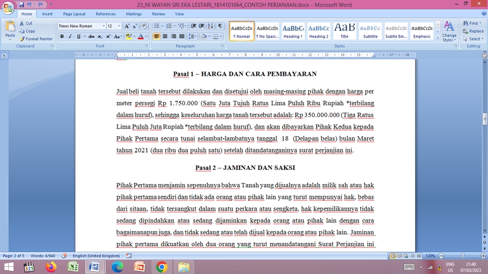 Hukum - Legal Drafting and Review (pembuatan perjanjian/kontrak) - 3