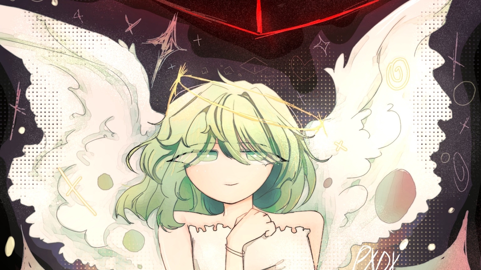 รับวาดรูปการ์ตูนอนิเมะ หญิงสาวผมเขียว สวมชุดเอวลอย สวย น่ารัก