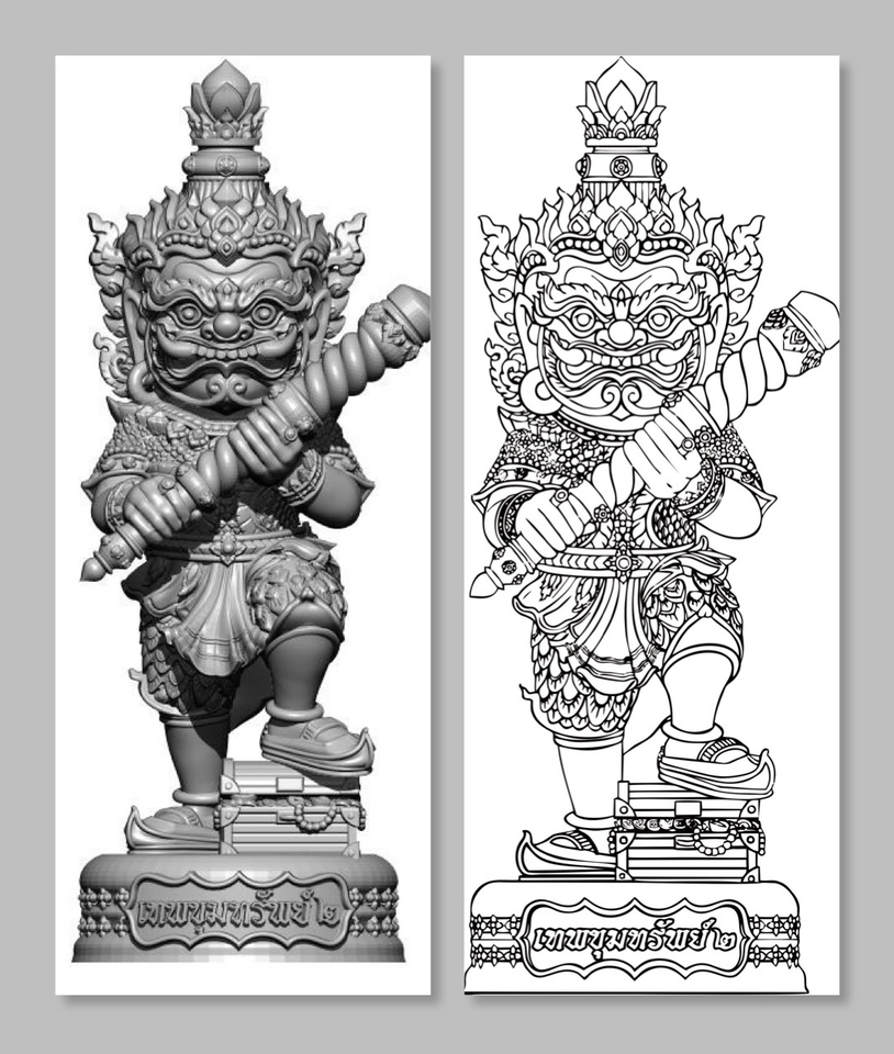 ภาพวาดเวกเตอร์ ยักษ์ 3 มิติ รูปปั้น ยักษ์ เทวดา วาดรูปเวกเตอร์ ภาพประกอบเวกเตอร์