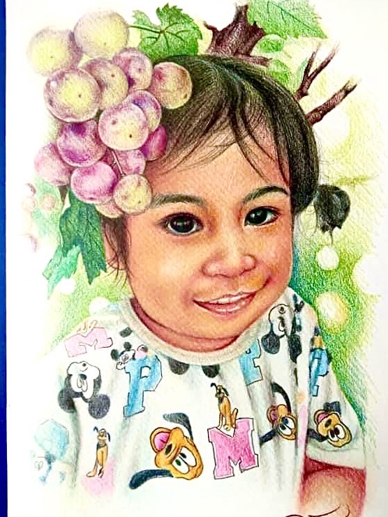 วาดภาพเหมือน Portrait - วาดภาพคนเหมือน ด้วยสีไม้และวาดเส้นขาวดำ - 4