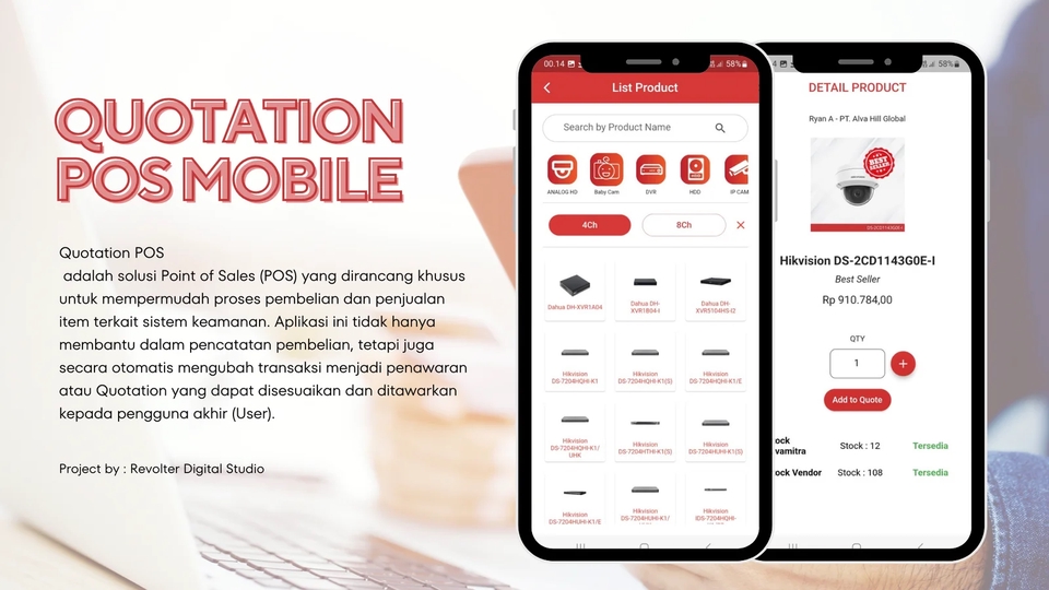 Jasa pembuatan aplikasi Android dan iOS untuk Quotation POS Mobile.